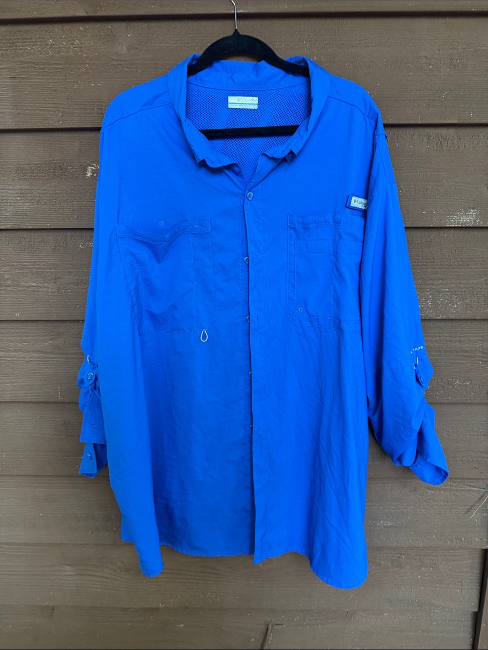 Columbia Men's Royal Blue Long-Sleeve Button-Down Fishing Shirt size 4X